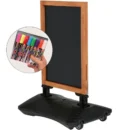 Holz Wind-Sign Waterbase Kundenstopper, Sandwich-Schild mit magnetischer Stahl-Schreibtafel, incl. 8 Marker, 59 x 78 cm, Holz