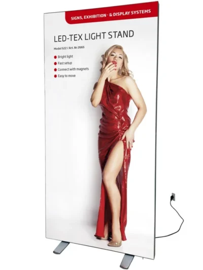 LED Lichtwand, LED-Tex, doppeltseitig, LED-beleuchteter Textilrahmen, 85 x 200 cm