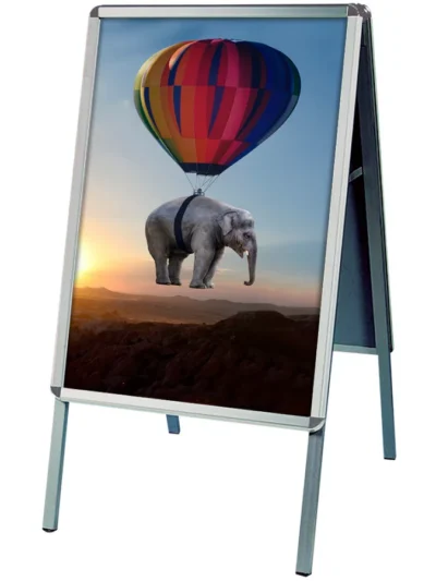 Kundenstopper, Alu-Line Rondo, silber, B2 - 50 x 70 cm