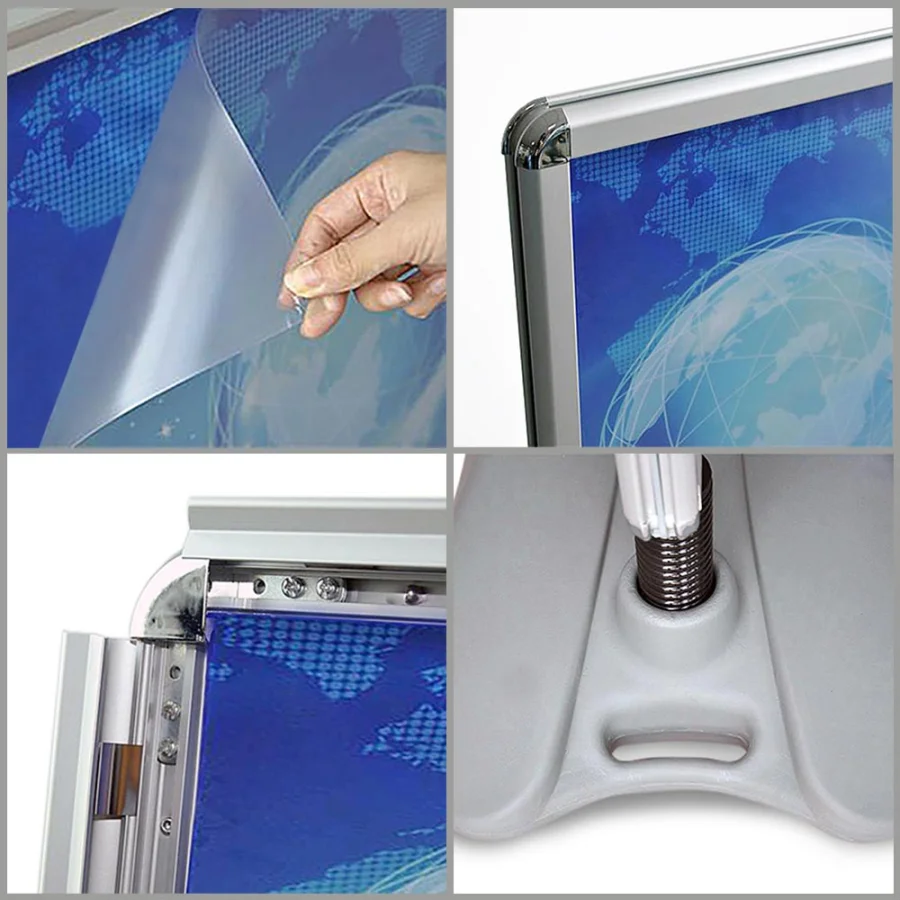 Kundenstopper, Wind-Sign Waterbase Basic, 32 mm, Silber, B2 - 50 x 70 cm – Bild 4