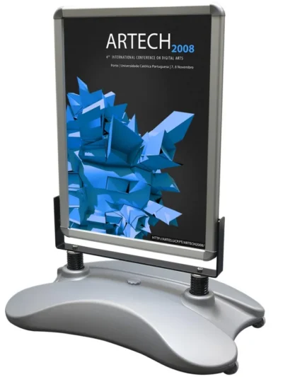 Kundenstopper, Wind-Sign Waterbase Basic, 32 mm, Silber, B2 - 50 x 70 cm