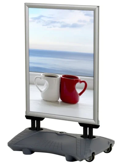 Kundenstopper, Wind-Pro Waterbase, 33 mm, Silber, B2 - 50 x 70 cm